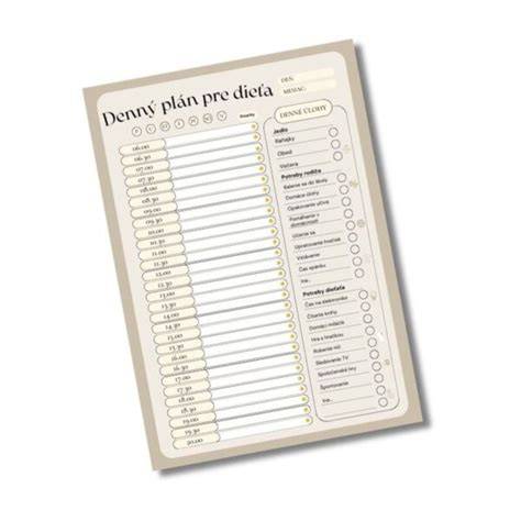 Vizuálny denný plán pre dieťa