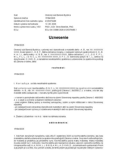 proces neodkladného opatrenia o dieťati