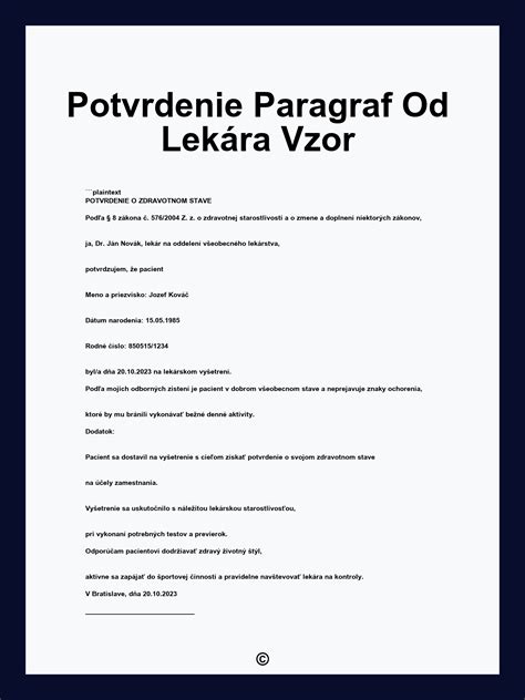 Výpočet paragrafu na návštevu lekára