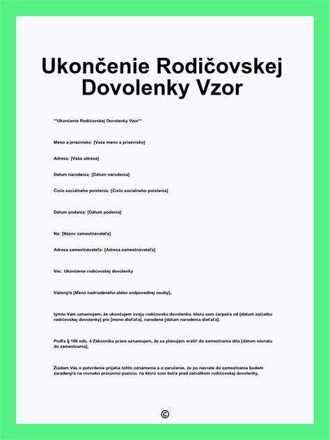 Vzor oznámenia rodičovskej dovolenky