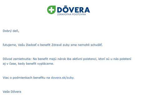 Postup žiadosti o zubný benefit Dôvera