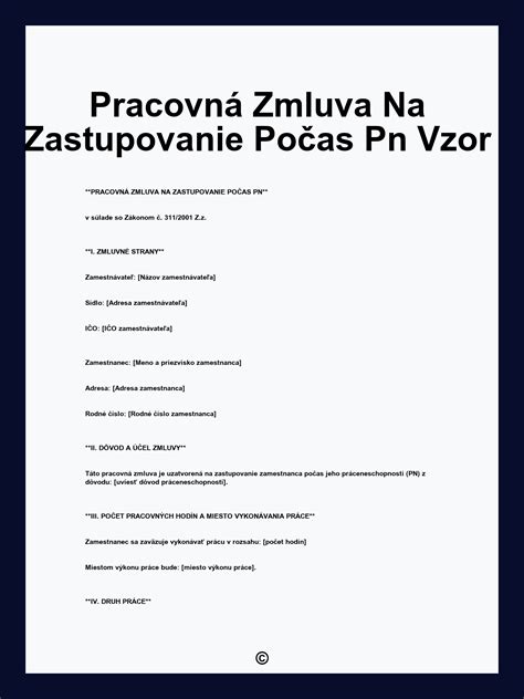 pracovné zastupovanie počas PN schéma